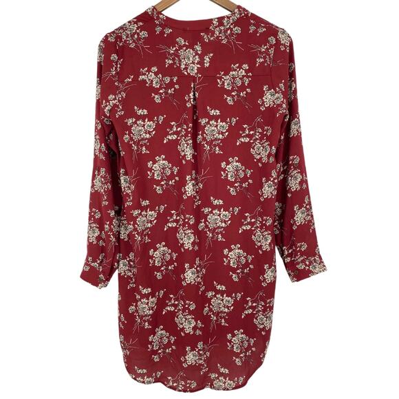 FOREVER 21 NWT Floral Optional Tie Waist Mini Tunic Dress Size Small Red - Picture 4 of 5